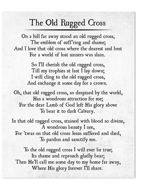The Old Rugged Cross Lyrics Printable